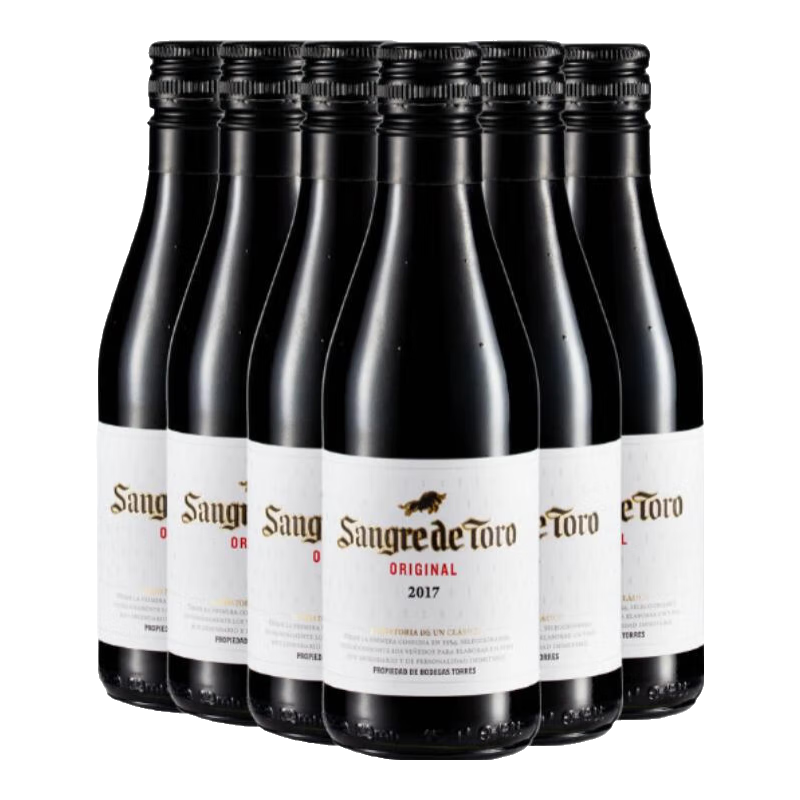 桃樂(lè )絲（Torres） 公牛血干紅葡萄酒  迷你裝 小酒版 西班牙原瓶進(jìn)口紅酒 年份隨機 187ml*6瓶