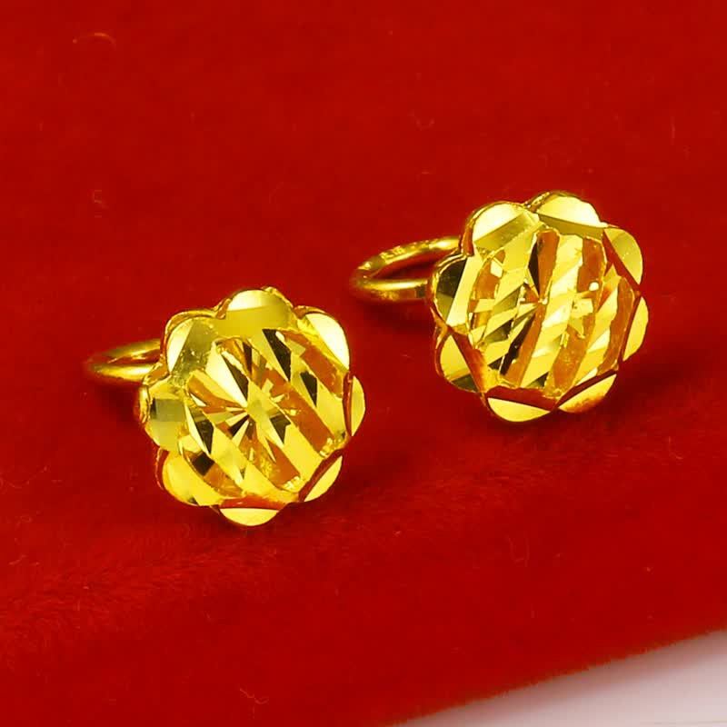 千影珠宝黄金耳钉9999足金女款圆形素金耳饰真金耳环弯钩款送妈妈按克