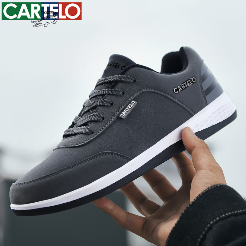 卡帝乐鳄鱼男鞋春秋透气薄款网面飞织网鞋四季旅游户外运动休闲鞋男士鞋子男 深灰[四季款] QH2032 42 [运动鞋码]