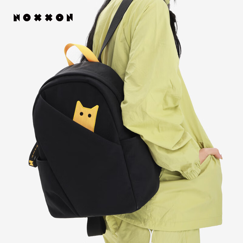 NOXXON双肩包女高颜值大容量电脑包大学休闲书包通勤国庆出游背包旅行包 NS0053【曜石黑】 大包