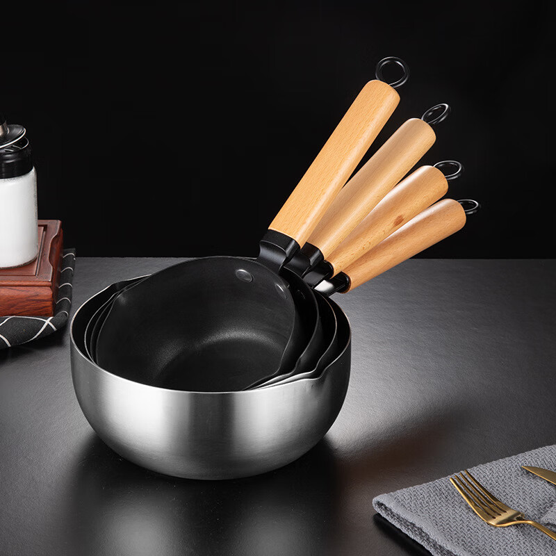 【严选百货】日式不锈钢雪平锅燃气灶电磁炉不粘锅辅食奶锅家 201普通 16cm 16cm(一个装)