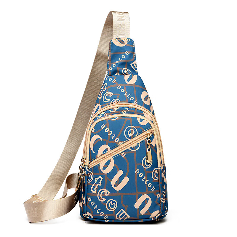 沐小白胸包女2025新款潮斜挎百搭小背包女士休闲运动包大容量超火单肩包 款一蓝色