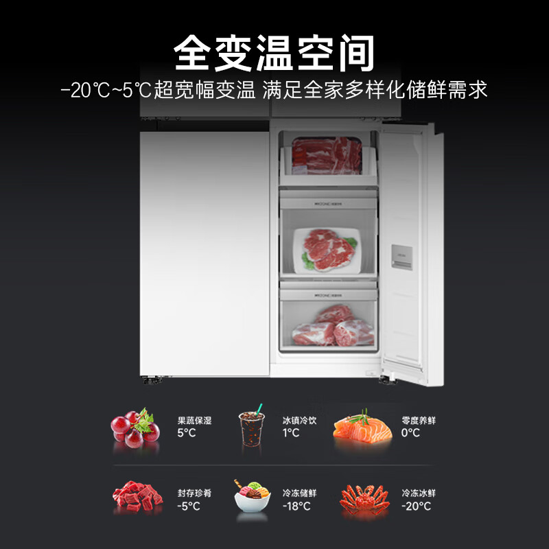 卡萨帝（Casarte）揽光系列477升超薄零嵌入式手动制冰一级能效国家补贴20%BCD-477WGCTDM4WKU1T型十字门冰箱