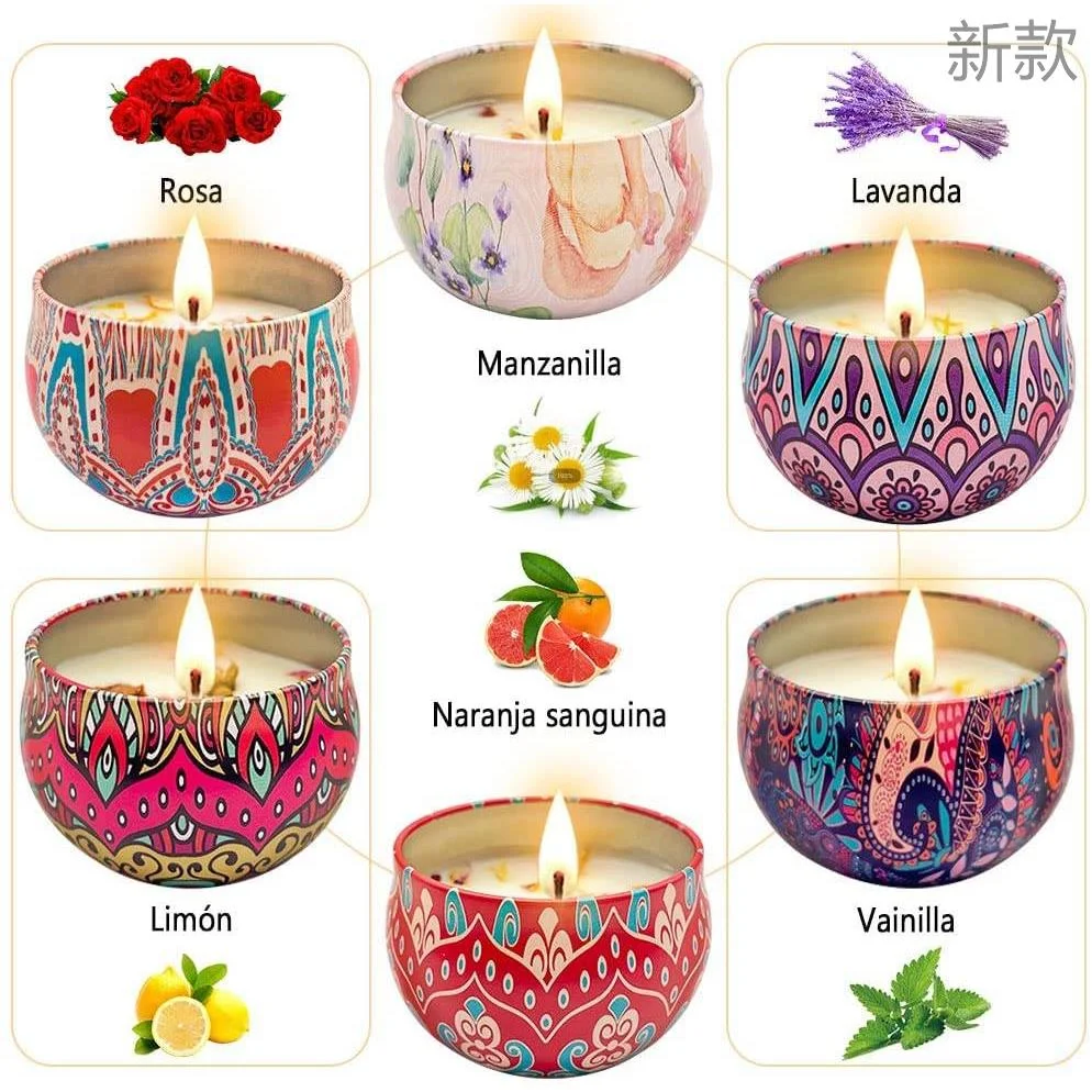 現(xiàn)貨香薰蠟燭套裝伴 禮盒手大豆蠟提取香氛鐵盒罐裝生日新款 民風(fēng)四件套