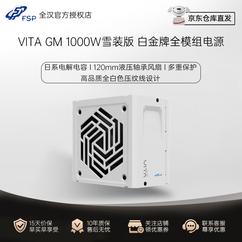 全汉（FSP）VITA GM 850W ATX3.1标准全模组电源额定/Hydro G 1000W原生ATX3.0 Hydro Ti Pro1000W 全日系电容 VITA GM1000W 白色白金全