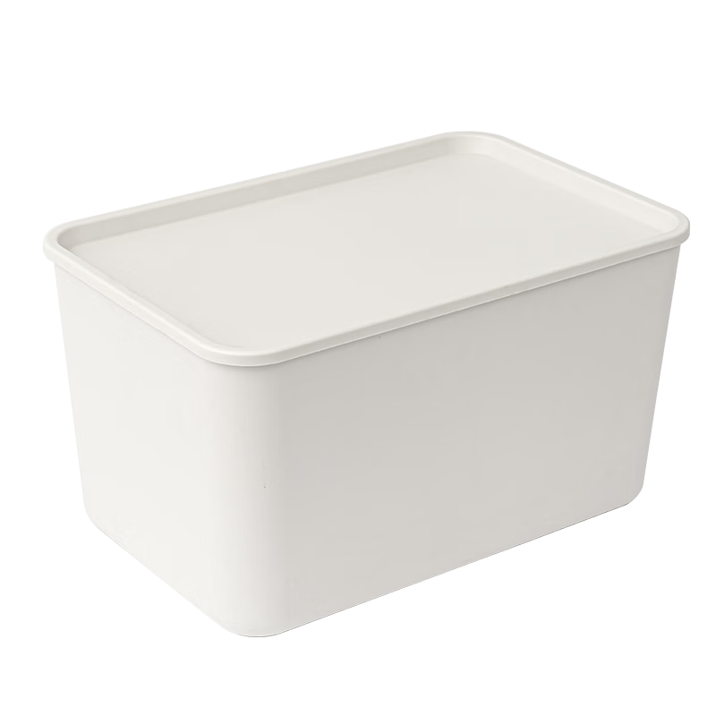 爱丽思（IRIS） 收纳盒桌面塑料收纳箱化妆品内衣物整理玩具盒爱丽丝桌面储物盒 【特大号加深】 白色 有盖