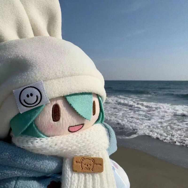 博纳思雪fufu初音未来15cm可爱棉花娃娃毛绒公仔礼物可换装玩偶 绿音无骨+小寒套装