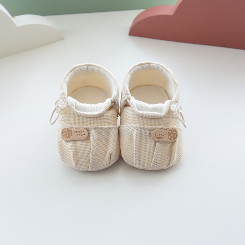 春秋季婴儿鞋袜男女宝宝软底鞋夏季新生儿鞋防掉学步前鞋地板袜 卡其色 12 码内长12cm