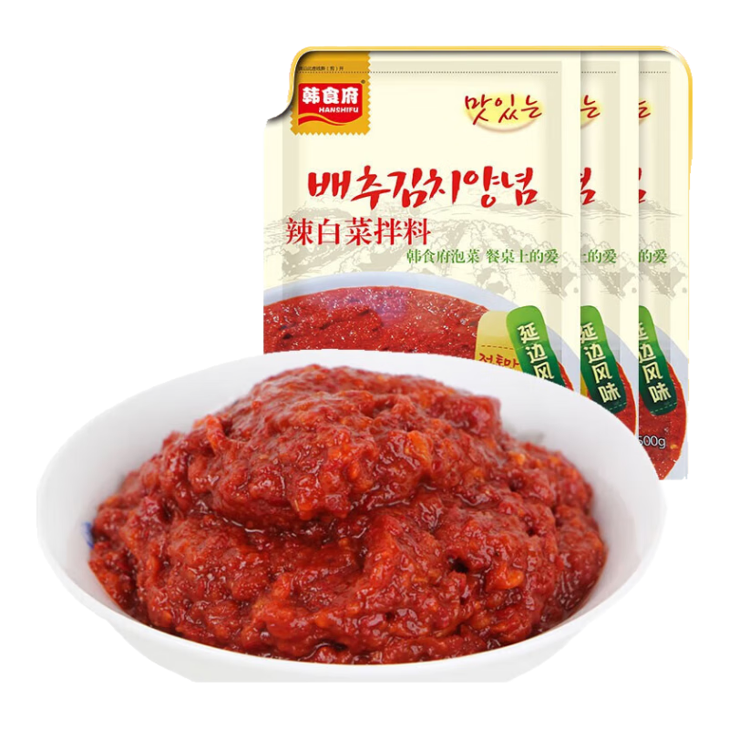 韓食府辣白菜醬料腌料韓國泡菜調(diào)料辣醬辣白菜腌制醬 500g*3袋