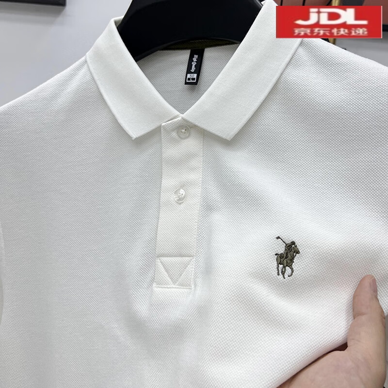 利郎純棉短袖POLO衫男T恤保羅衫夏季高品質珠地棉休閑半袖上 白色 L 50