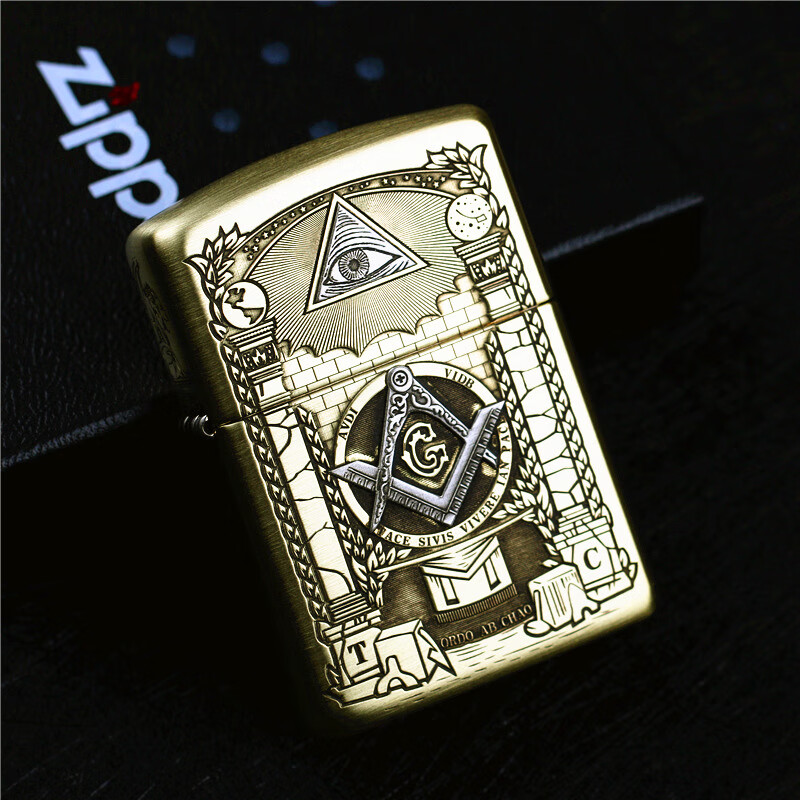 zippo芝宝打火机纯铜盔甲机雕刻 荷鲁斯之眼上帝之眼男士礼品 纯铜