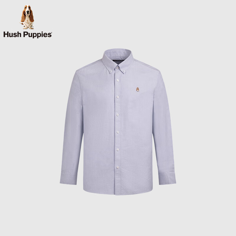 Hush Puppies【王天辰明星同款】暇步士男装2025春秋新款柔软舒适长袖衬衫 灰蓝色 L