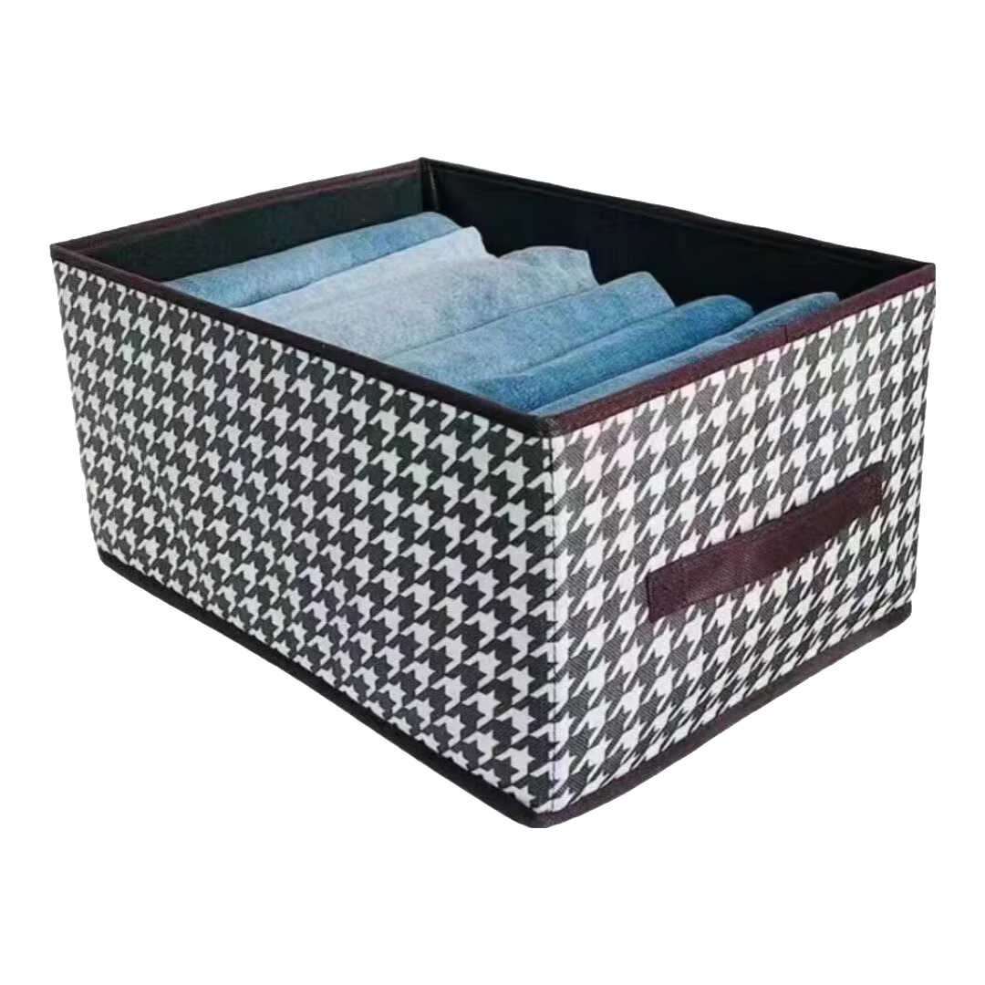 衣物收纳箱家用大容量折叠手提包抽屉式整理盒衣柜分层储物筐神器 千鸟格【带底板】1个