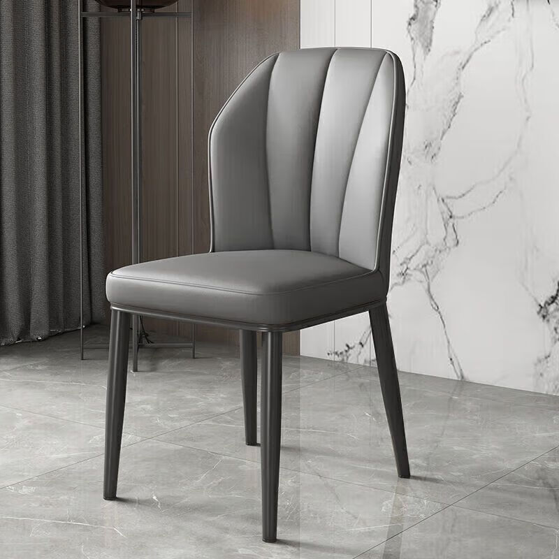 金格羽现代轻奢北欧靠背简约家用餐厅软包化妆收纳组件 深灰色【黑腿】两把