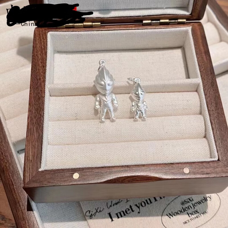 胖东来同款奥特曼项链纯银银迪迦赛罗吊坠帅气宝宝男女孩儿童银饰