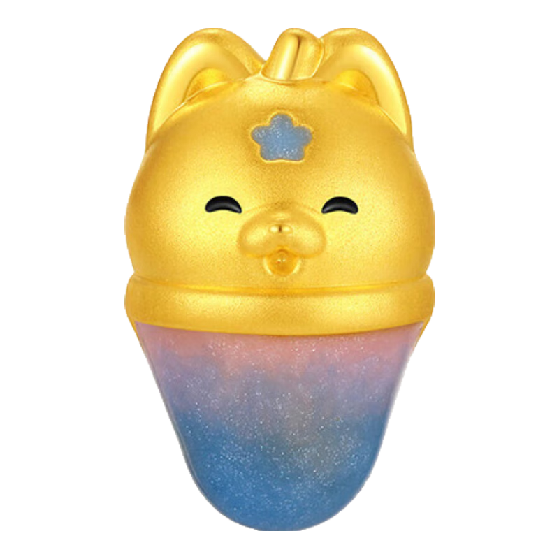 潮宏基 趣玩萌寵黃金轉(zhuǎn)運珠女足金串珠硬金琺瑯手飾生日禮物女新年禮物 藍(lán)莓歐蕾狗(不含繩)