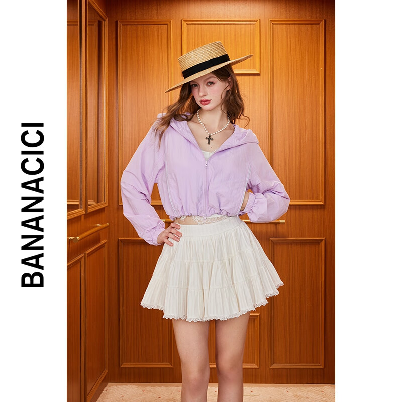 banana cici2025年春季新款户外冰凉肤感薄防晒连帽外套C252WT562 紫色 L