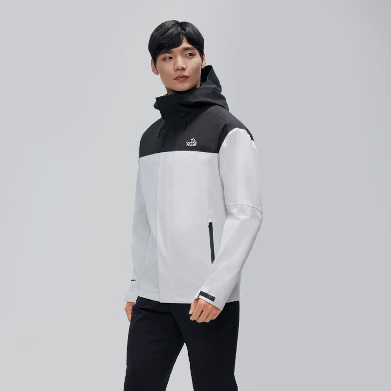 伯希和(Pelliot)【归野】户外单层冲锋衣男2025新款Teflon三防徒步登山服男 【男款】漫暮黑+岩石白 三防面料 S