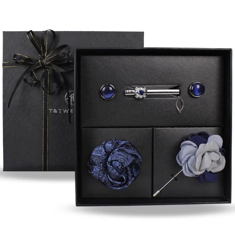 T&Twenties法式袖扣领带夹套装礼盒 男士法式衬衣袖钉衬衫袖口钉cufflinks 01#灵动猫眼袖扣套盒