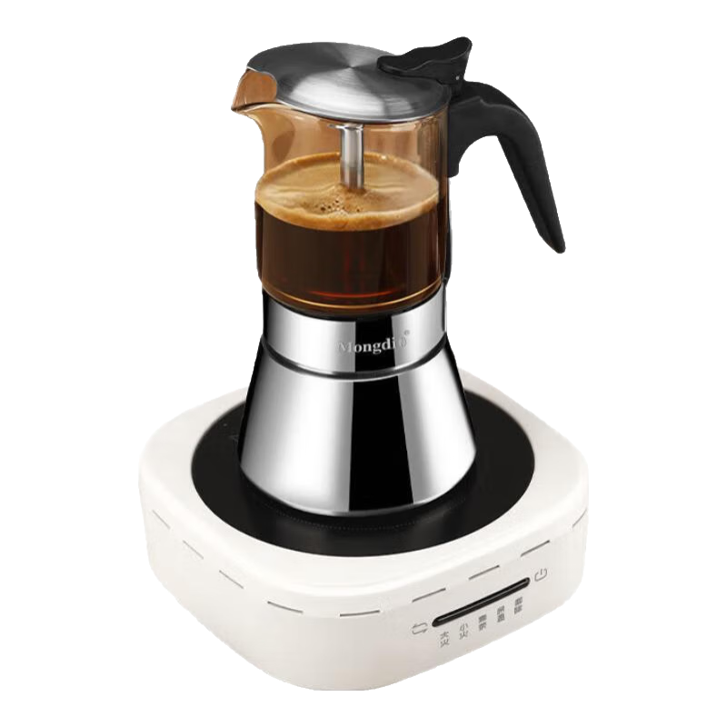 Mongdio不銹鋼摩卡壺手沖咖啡壺套裝意式煮咖啡機 不銹鋼摩卡壺3件套-雙閥 160ml