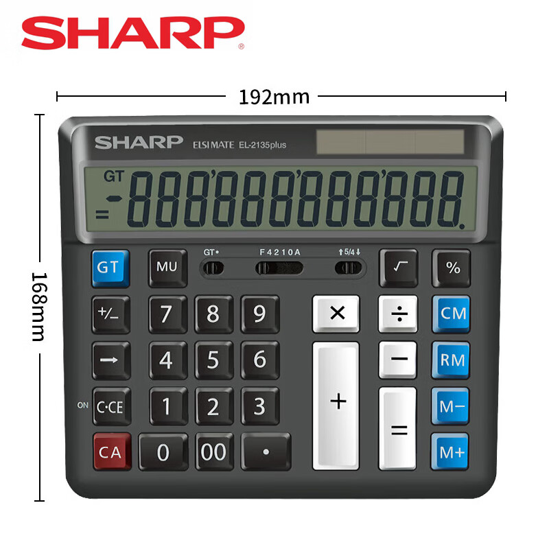 SHARP 夏普计算器 EL-2135银行计算器 12位财务会计用办公电脑按键太阳能桌面电子计算机 黑色-PLUS升级版