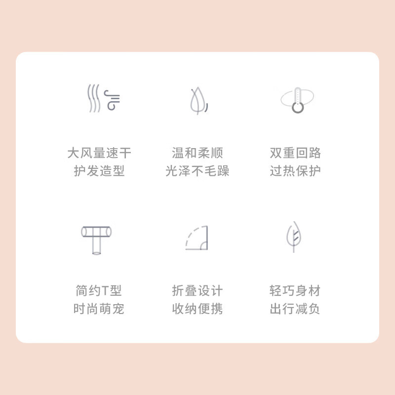 惠寻惠寻 京东自有品牌 吹风机便携电吹风机家用大功率吹风筒大风速干可折叠 惠寻HC04