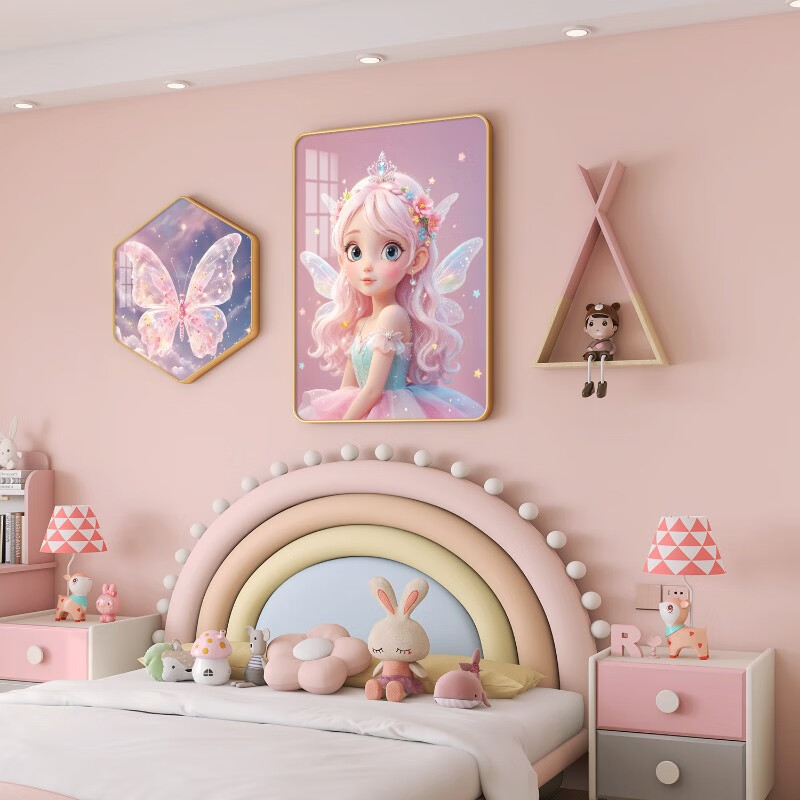 现代女孩儿童房装饰画男孩儿卧室床头挂画公主房间背景壁画免打孔 紫蝎战甲(蓝架子) PVC黑色(28寸)1.5-1.8米床