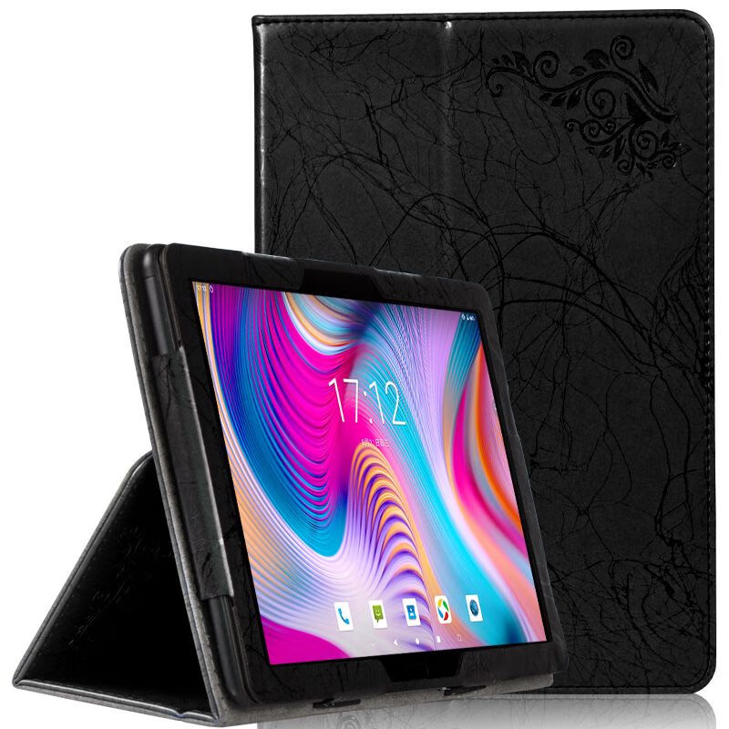 右伊丽真皮套适用于台电T30保护套新华乐育Pad1支撑手托外壳10.1英寸 黑色 台电T3010.1英寸平板