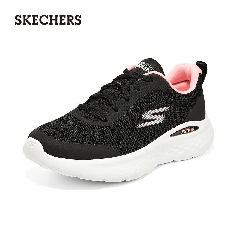 斯凯奇（Skechers）女鞋春季缓震跑鞋柔软舒适轻便耐磨运动鞋129425 黑色/粉红色/BKPK 38