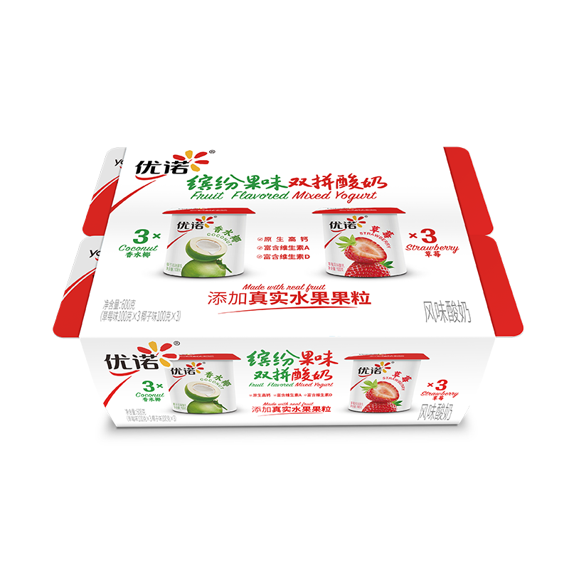 优诺（yoplait）缤纷双拼风味酸奶100g*6杯*4件+凑单