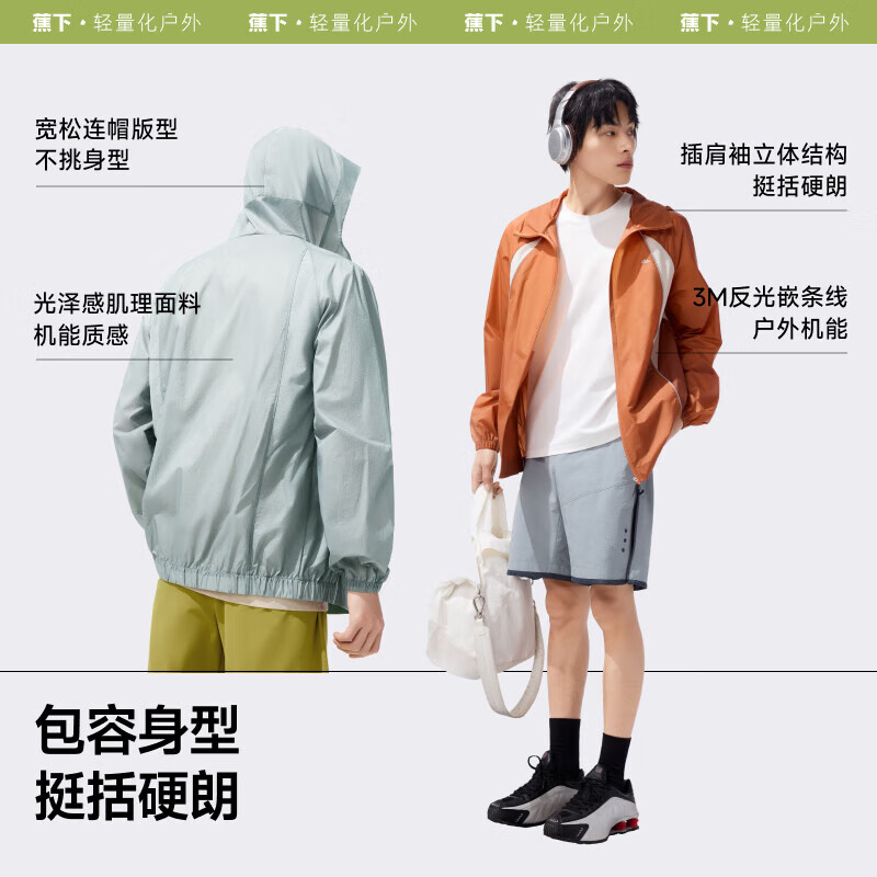 蕉下(beneunder)轻薄防泼水防晒衣男款夏季新款防紫外线透气皮肤衣凉感夹克外套 乌木黑 XL