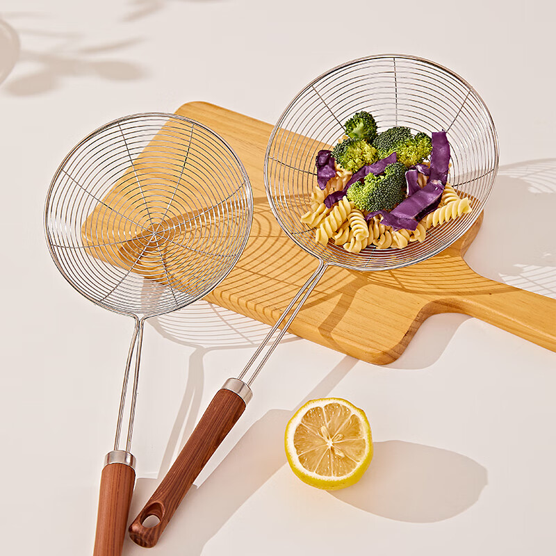 尚行知是滤网漏勺食品级304不锈钢线漏家用大号捞面捞饺子油炸网筛沥油 【中号1个】304不锈钢线漏