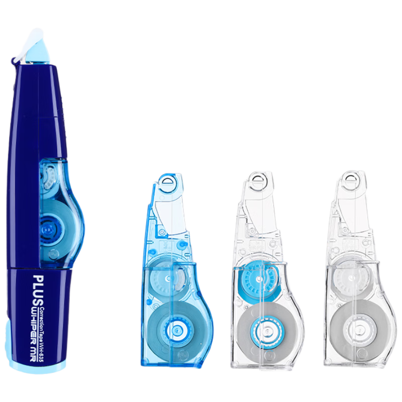 普樂(lè )士PLUS MR修正帶24M大容量學(xué)生用涂改帶可換替芯款改正帶智能滾輪修正貼實(shí)惠裝藍色 1本體+3替芯