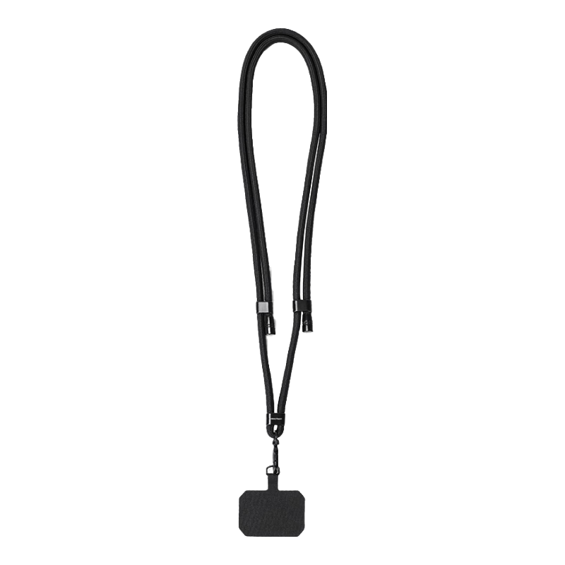 0度手機(jī)掛繩圣誕元旦禮物徒步假期旅行掛脖斜挎可背貼片手機(jī)掛飾掛件吊繩便攜手機(jī)掛鏈配件 【武士黑】可調(diào)節(jié)長短登山繩 帶墊片