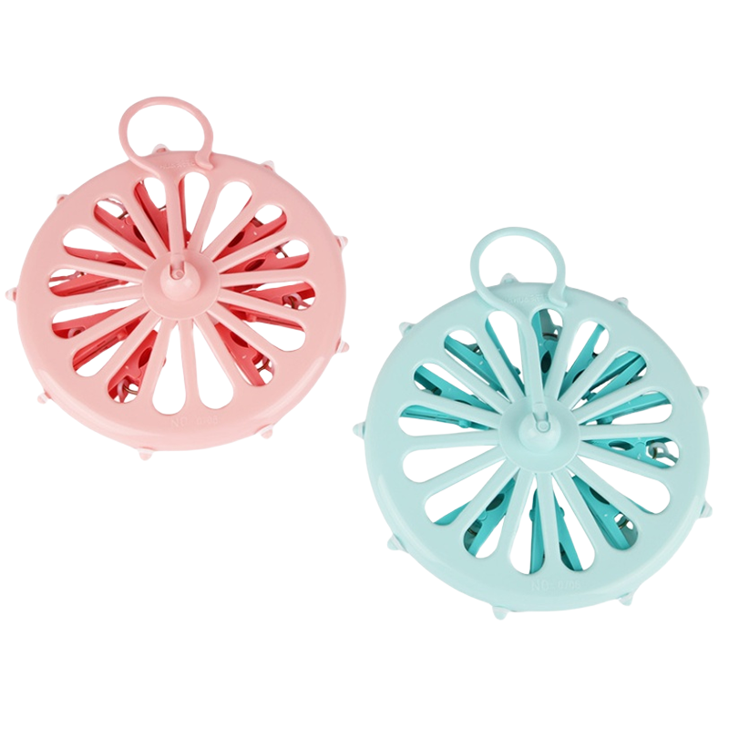 茶花衣架带夹子 多头晾衣架 晒袜子架内衣架(9夹子)晒衣夹挂架