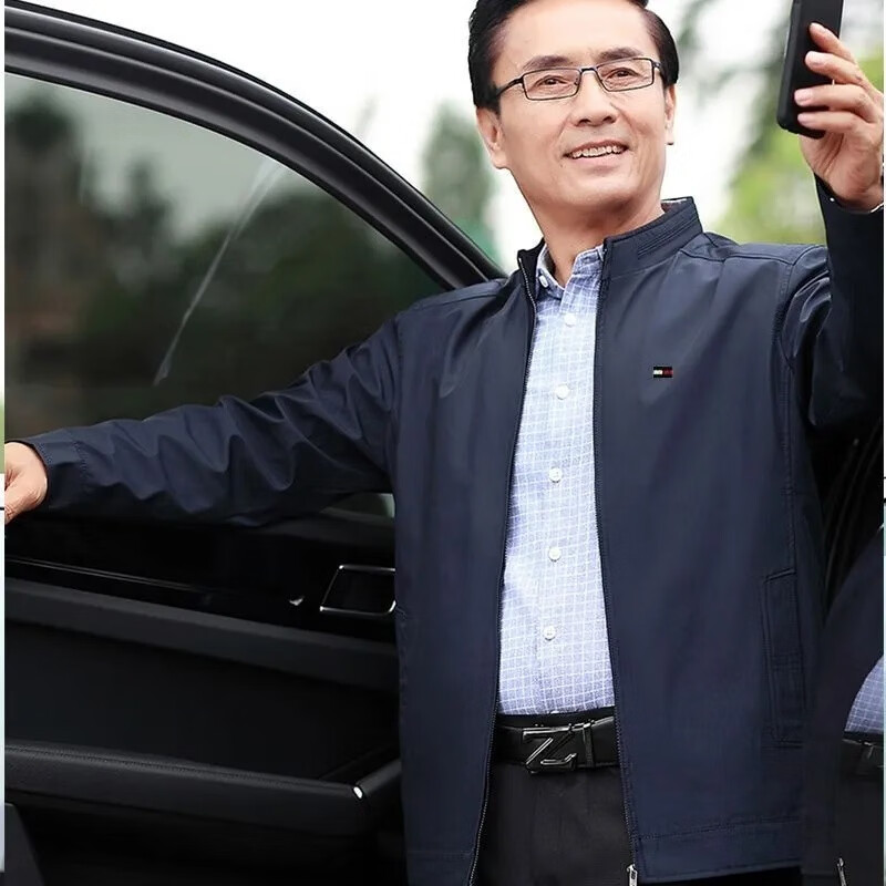 TOMMY JEANS汤米希凯利夹克男士外套男装立领春秋新款商务爸爸休闲上衣 藏青色 S 165/84A