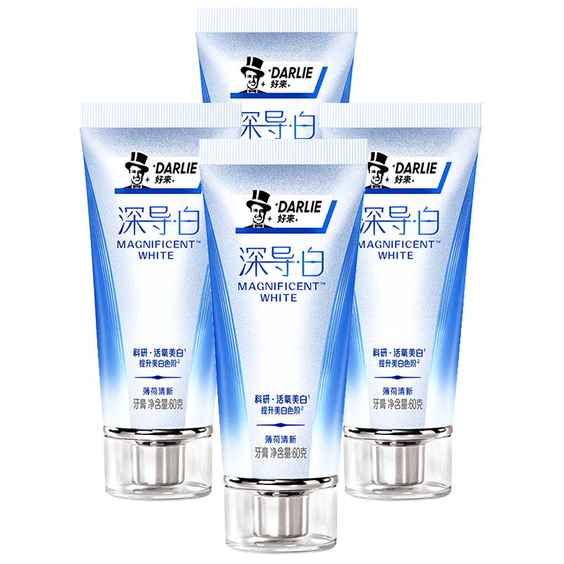 好來(lái)(原黑人)深導白牙膏活氧美白去黃去牙漬去煙漬牙垢4支240g