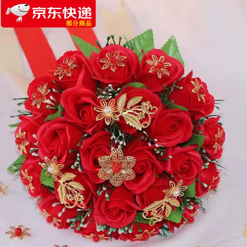 手捧花結(jié)婚diy感 結(jié)婚捧花仿玫瑰花韓式婚禮花束婚紗照拍攝 *19富貴*