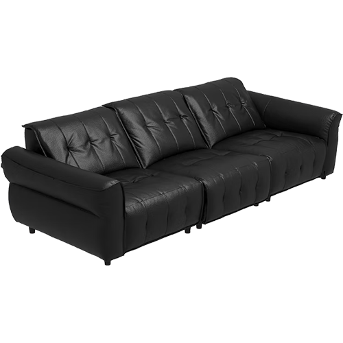 顾家家居门店同款意式轻奢进口黄牛皮横厅沙发6230C【黑色】三人位双电动