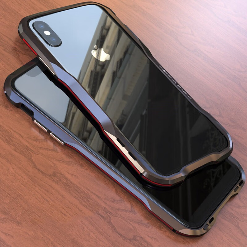 璐菲（LUPHIE）适用iPhonexs手机壳苹果13XR?；ぬ?5proMAX金属边框防摔11机械12 黑红 iPhone13mini
