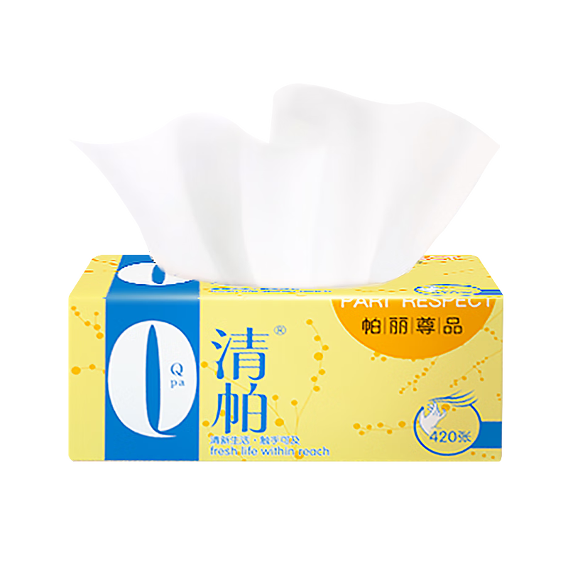 清帕帕丽5层加厚抽纸100%原生木浆母婴适用干湿两用优等品纸巾餐巾纸 帕丽 5层 420张*24包