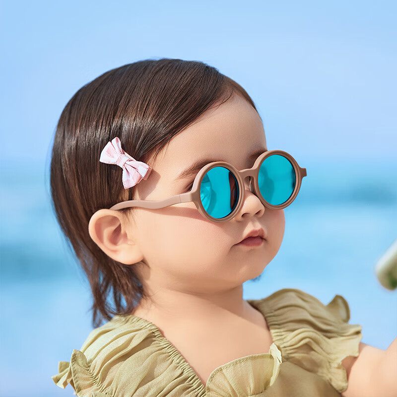 柠檬宝宝新款儿童墨镜男童防紫外线女孩防晒眼镜太阳镜 椰椰拿铁棕-常规款 均码