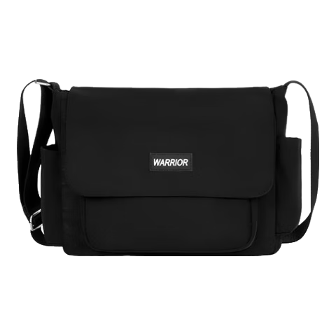 回力新款斜挎包男大容量百搭休闲帆布单肩包潮简约日系旅行学生背包女 黑色+白熊猫挂件