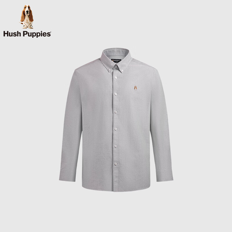 暇步士(Hush Puppies)【王天辰明星同款】男装2025春秋新款柔软舒适长袖衬衫 月光灰 L