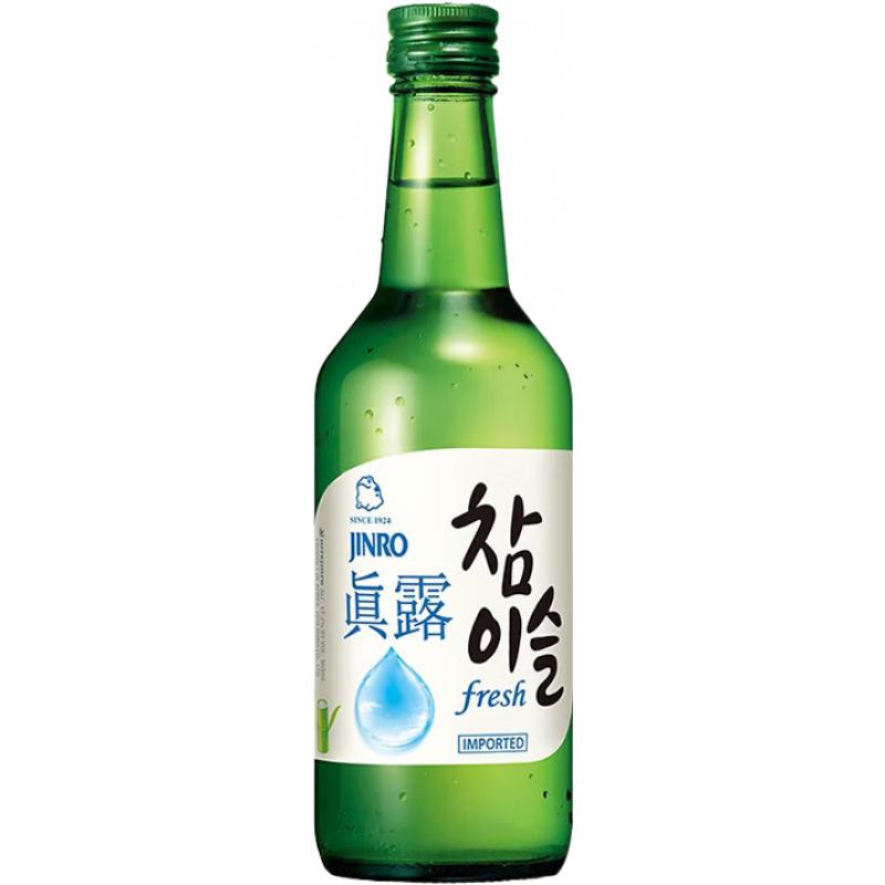 真露韓國(guó)燒酒葡萄味草莓味西柚味利口酒竹炭酒果酒女士低度甜酒 新真露竹炭360ml