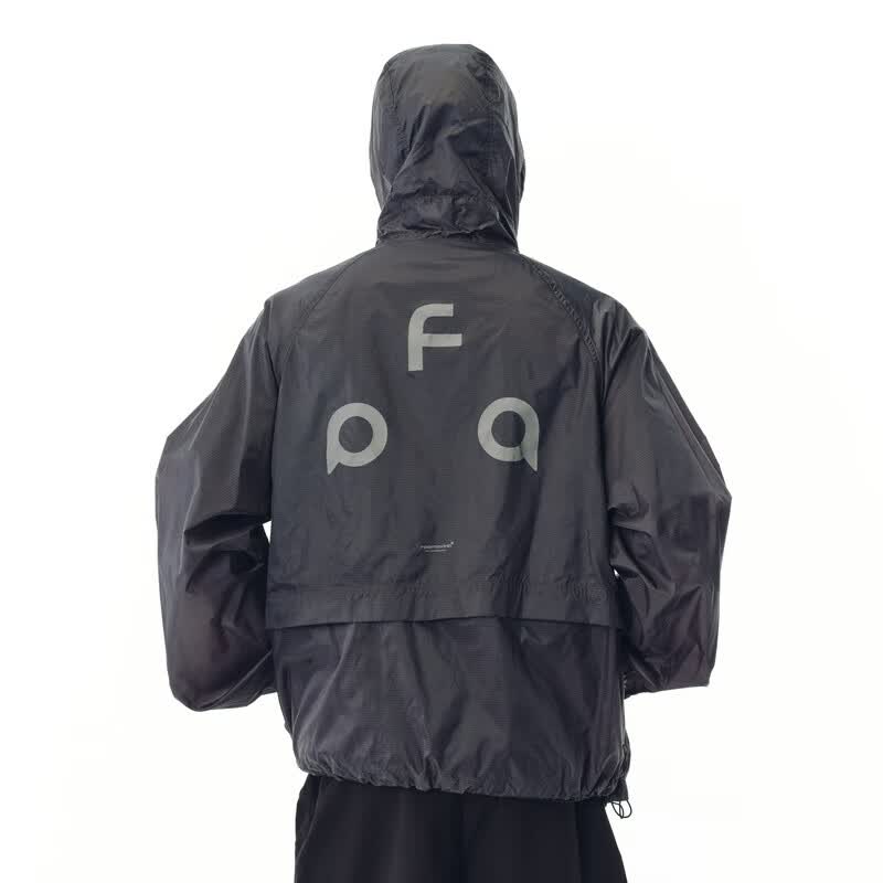 FPA轻量户外防晒透底格纹连帽薄外套夏季新款便携透气运动夹克 黑色 XL