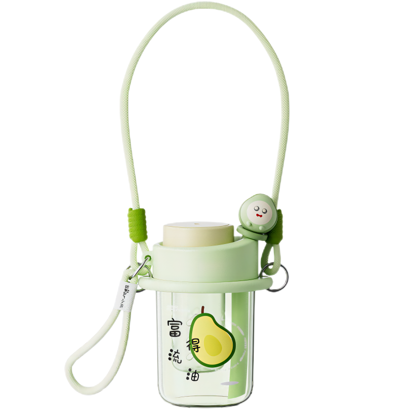 小熊（Bear）夏季水杯Tritan塑料杯儿童便携杯子男女学生运动水杯 绿色 420ml