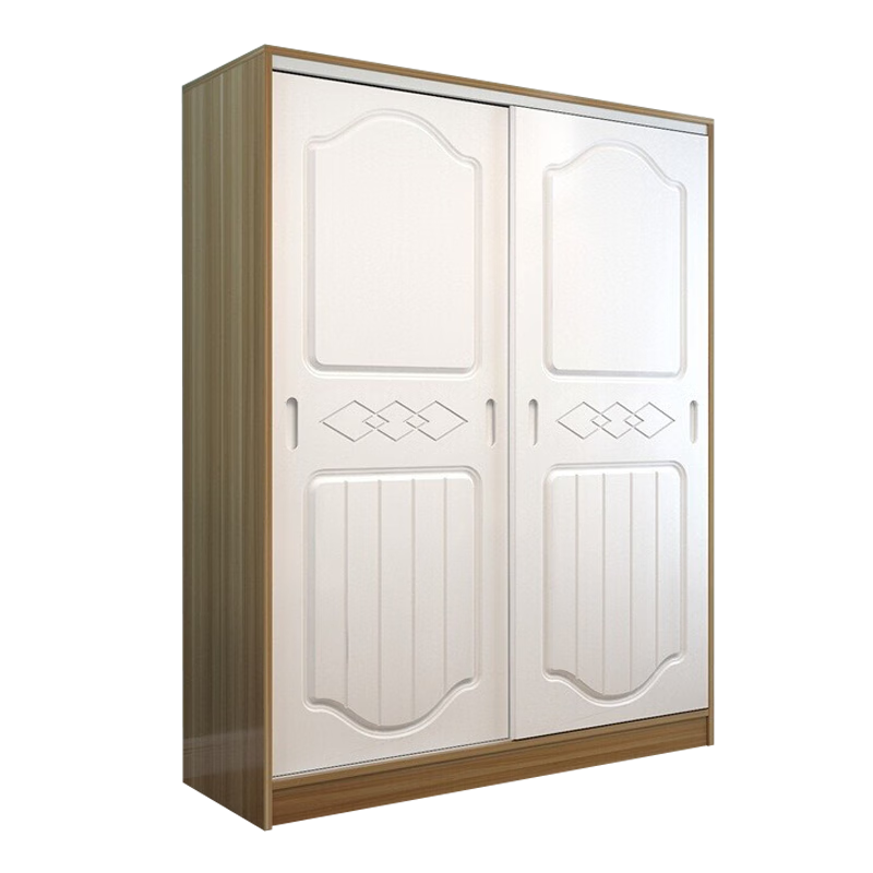 京之戀 衣柜實(shí)木臥室推拉門衣櫥歐式家用雙門組合簡(jiǎn)易大衣柜 淺體白門 80主柜+頂柜