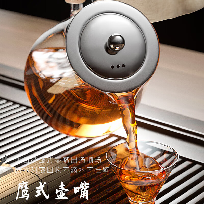 【优选百货】玻璃泡茶壶茶具套装家用花茶水壶耐高温加厚耐热过滤 多功能泡茶壶+厚高硼硅玻璃 450ml