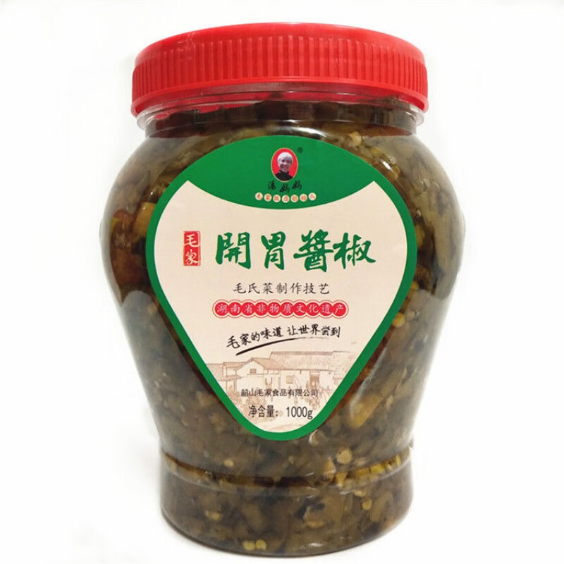 食怀汤妈妈 毛家食品开胃酱椒1000g/450g/湖南韶山特产鱼头剁椒酱下饭 1000克*1瓶(大开)